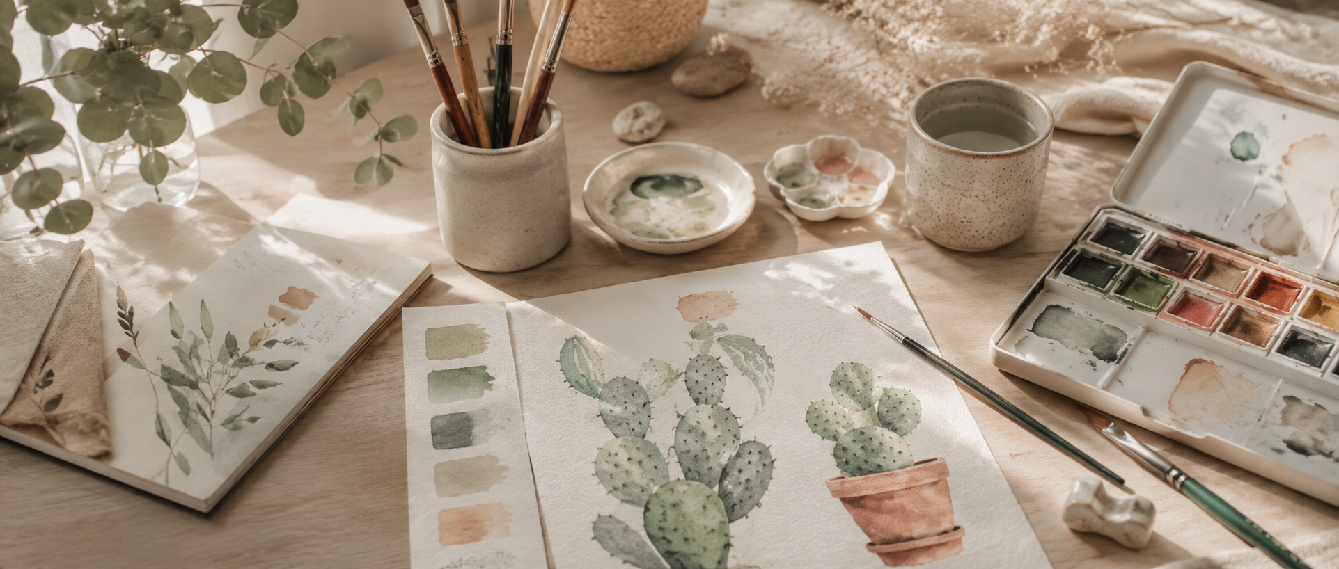Aprende a pintar estos cactus desde cero